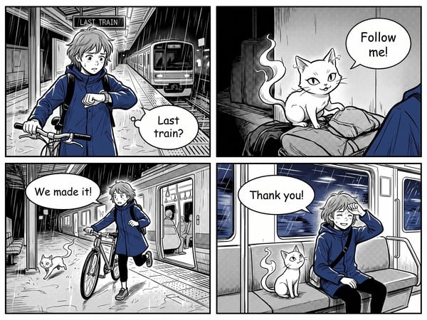 four panel storyboard