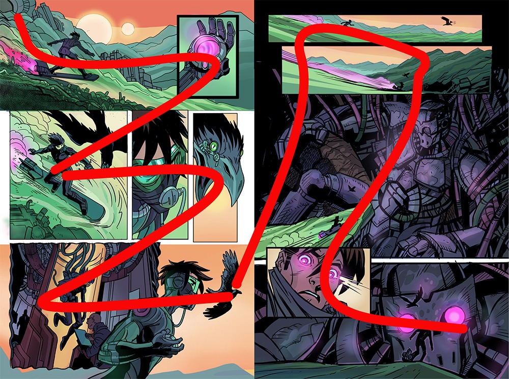 layered comic artwork