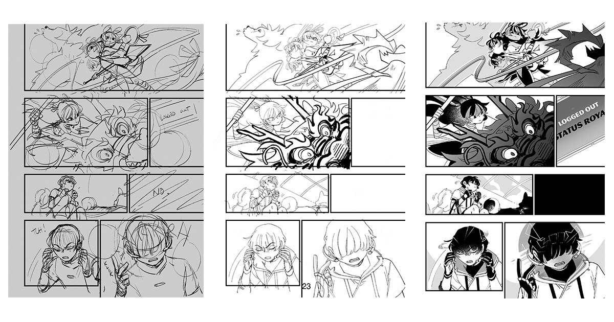 manga inking stages