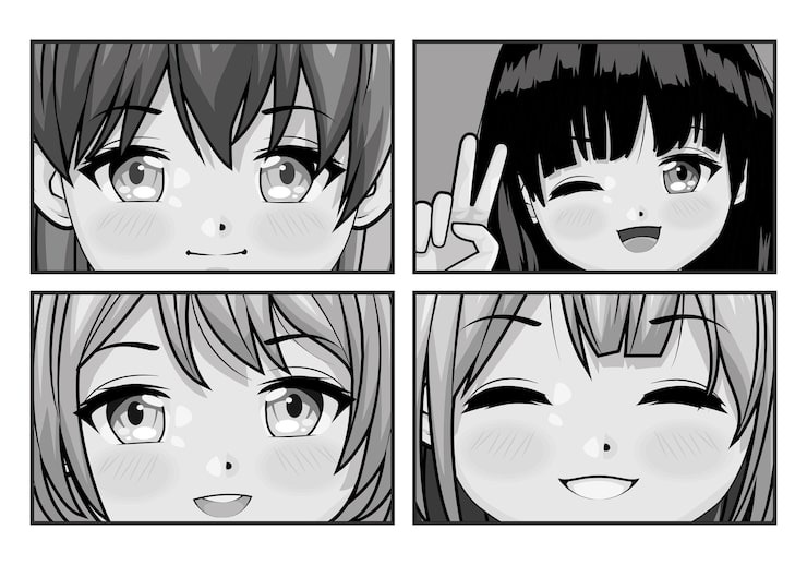 monochrome manga expression