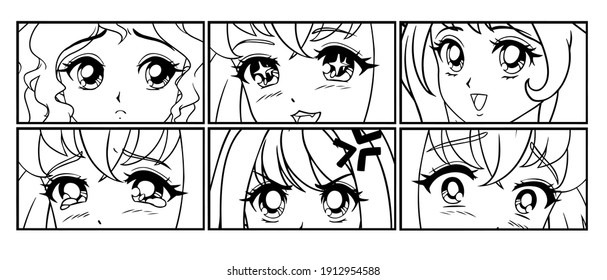 six manga eye expressions